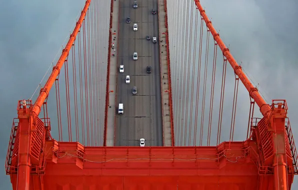 Bridge, support, San Francisco, Golden Gate, USA, cars