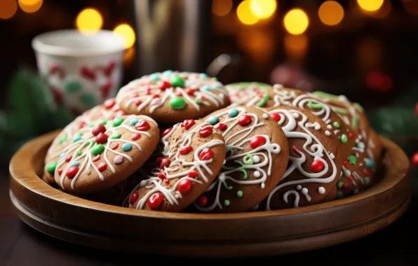 Cookies, Christmas, New year, figures, cookies, molds, cooking, AI art