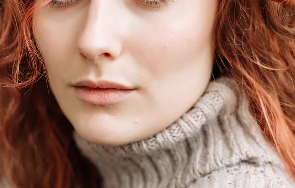 Face, portrait, red, Nastya, Sergey Chikharev