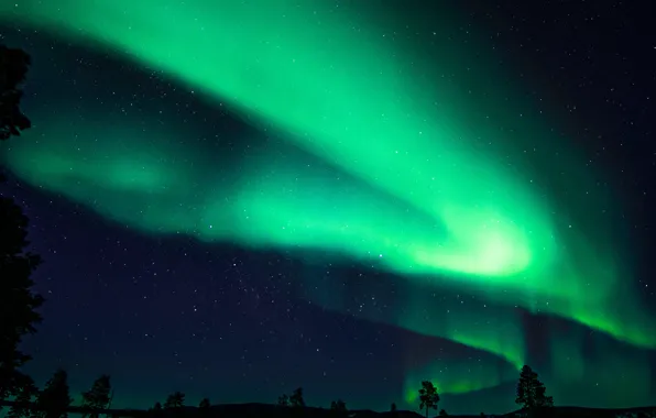 The sky, stars, night, Northern lights, Finland