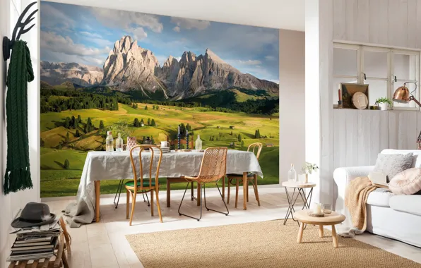 Picture interior, living room, dining room