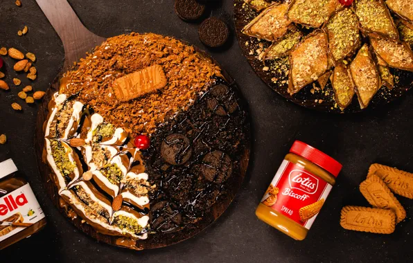 Cookies, pie, dessert, sweet, chocolate paste