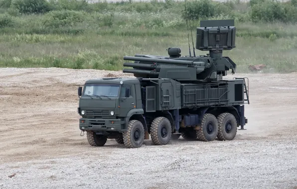 Picture weapons, polygon, Russian, complex, self-propelled, Pantsir-S1, missile and gun, anti-aircraft