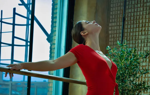 Cleavage, model, dance, exercise, brunette, ballet, thin, outfit
