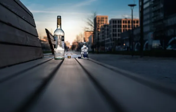 Street, bottle, bench