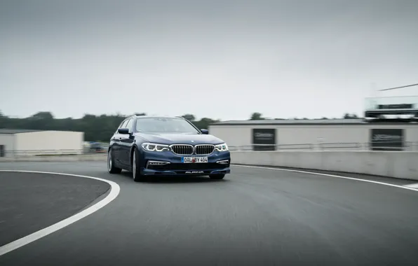 Road, movement, overcast, turn, BMW, 4x4, universal, Alpina