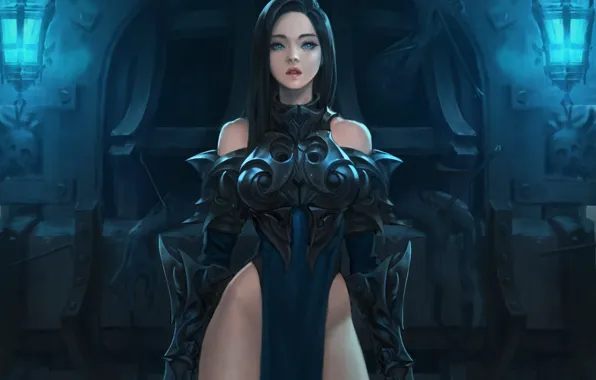 The game, warrior, art, fragment, Daeho Cha, Ake, Archer. crossbow. shooter, anime. girl