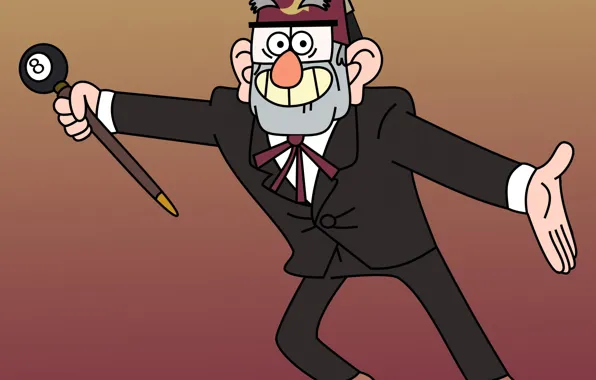 Cartoon, cartoon, cane, uncle, eight, Stanley, Pines, gravity falls