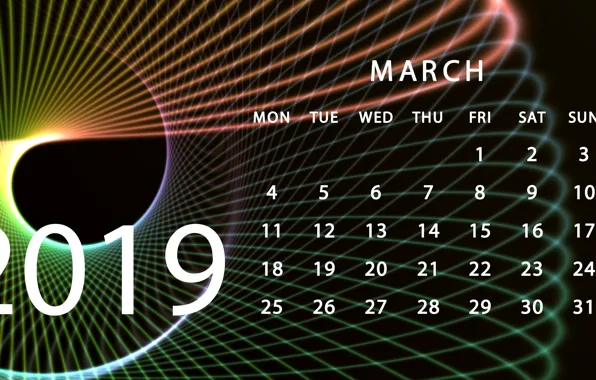 Calendar, March, 2019