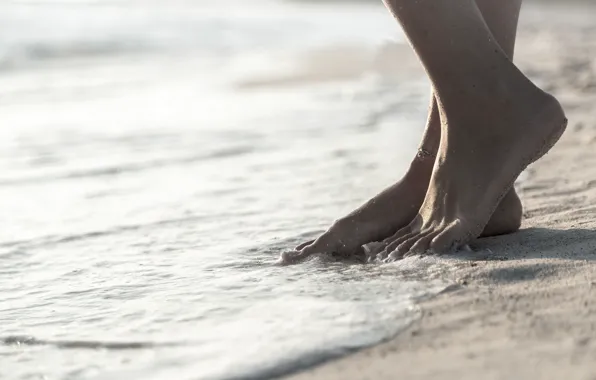 Sand, feet, bracelet, tide