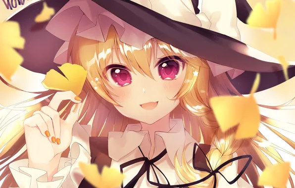 Autumn, Leaves, Girl, Touhou, Touhou
