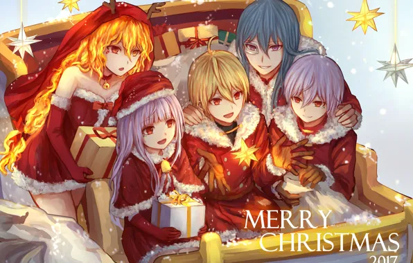 Picture each, new year, anime, Christmas