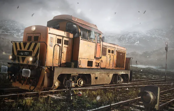 Mountains, train, Rolling on