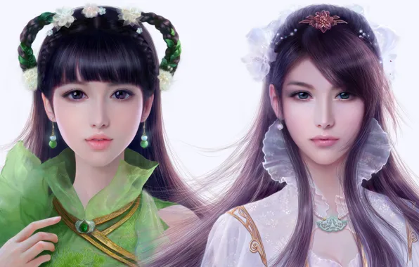 Girl, portrait, anime, art, ruoxin zhang, fantasy