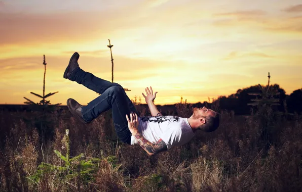 Sunset, male, gravity