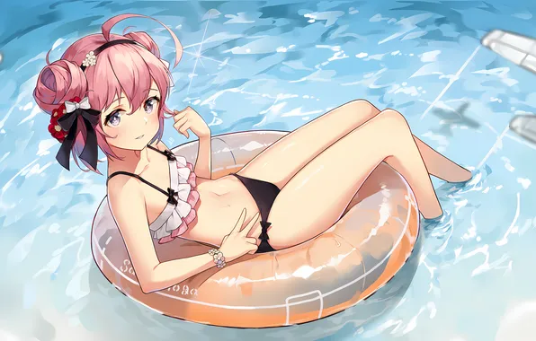 Girl, sexy, beach, blouse, pink hair, legs, sea, sexy girl