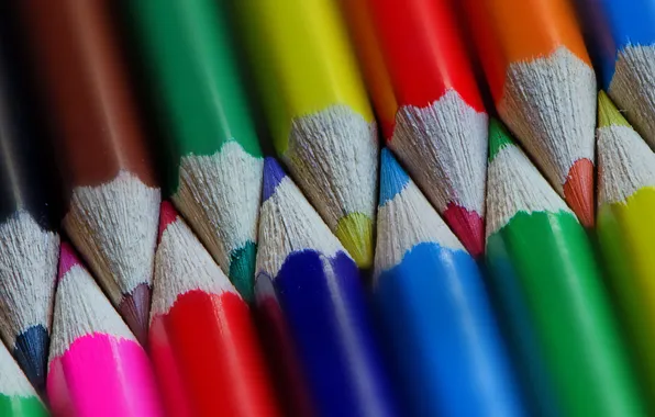 Macro, background, Coloured Pencils