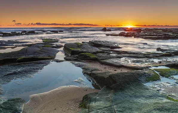 Sea, landscape, sunset