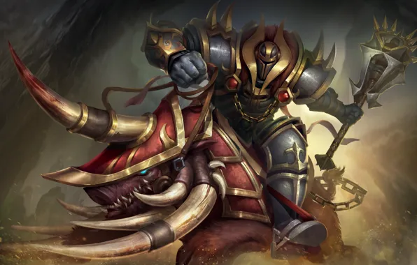 Warrior, art, helmet, boar, armor, Heroes of Newerth, Rampage, Gory Vanguard