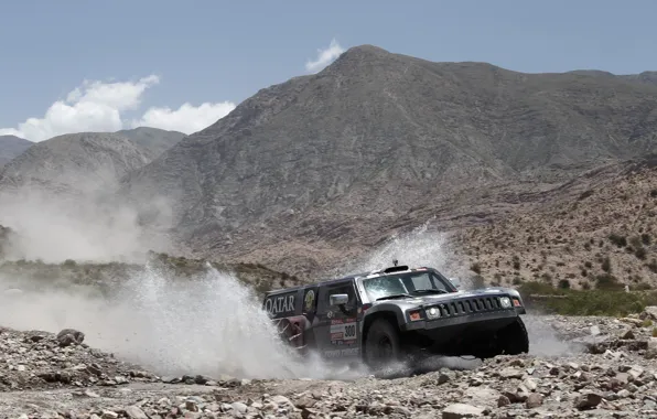 Picture The sky, Mountains, Hammer, Squirt, Rally, Dakar, SUV, The front