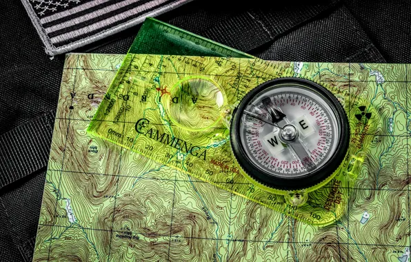 Picture background, map, arrow, figures, compass