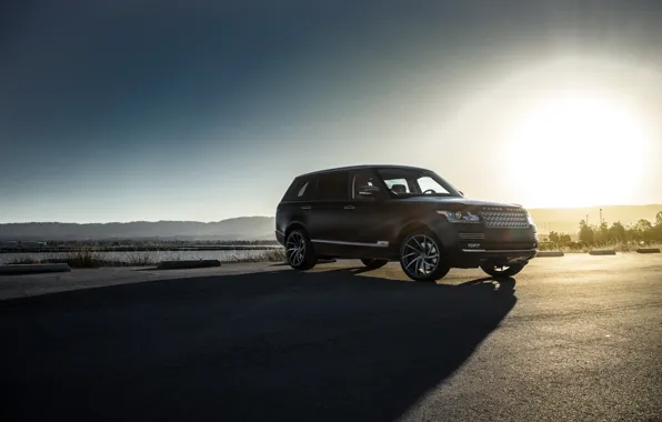 Picture Land Rover, Range Rover, Car, Sky, Front, Sun, Matte Black