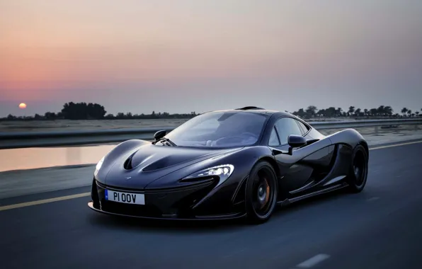 McLaren, The evening, Road, Black, Machine, McLaren, Speed, Black