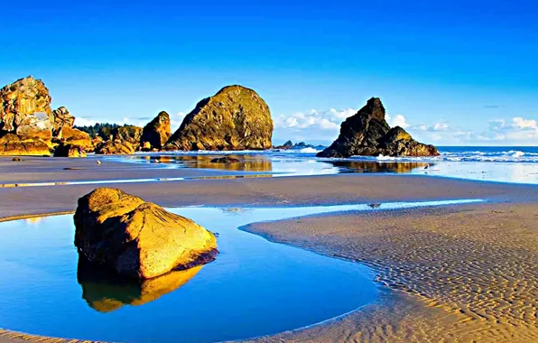 Picture sea, the sky, stones, blue