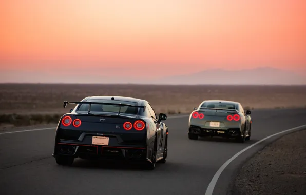 Picture Nissan, GT-R, cars, sunset, R35, rear view, Nissan GT-R Nismo, 2023