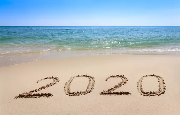 Sand, sea, beach, New year, new year, happy, beach, sea