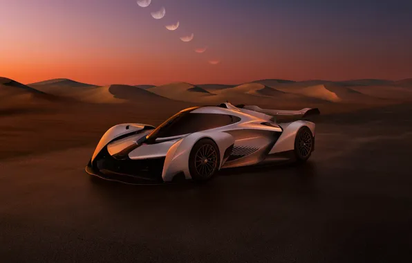 Picture design, the moon, desert, McLaren, power, moon, supercar, desert