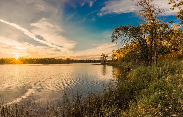 Sunset, lake, USA, Lake Metigoshe