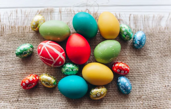 Eggs, spring, colorful, Easter, wood, spring, Easter, eggs