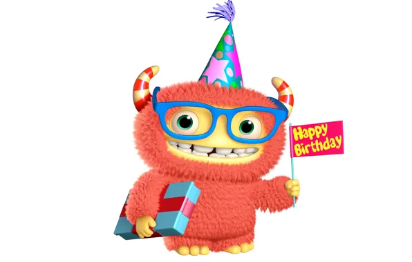 Monster, monster, smile, cartoon, character, funny, cute, happy birthday