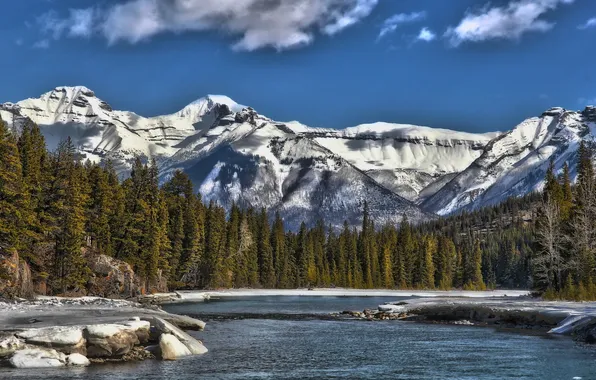Landscape, mountains, lake, Alberta, Canada, Banff