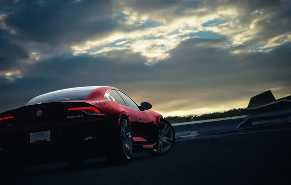 Car, machine, sunset, red, sunset, Karma, Fisker