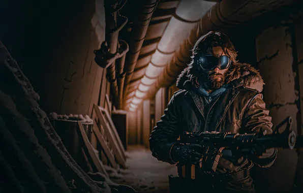 Weapons, glasses, jacket, male, the tunnel
