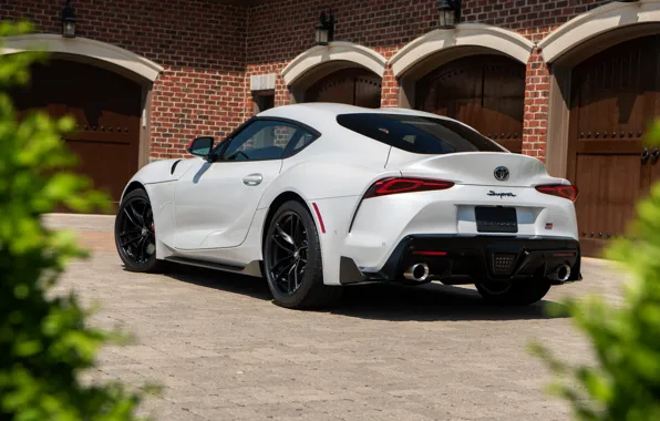 White, coupe, back, Toyota, Supra, the fifth generation, mk5, double
