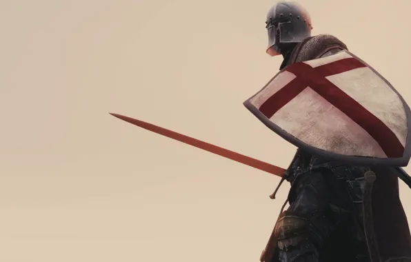 Picture rendering, background, sword, armor, warrior, helmet, shield
