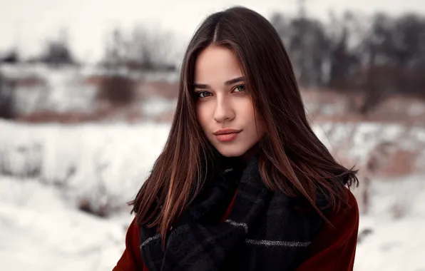 Picture winter, look, snow, trees, nature, background, model, portrait