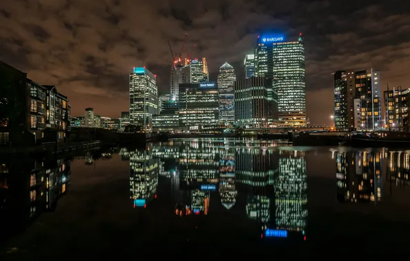 Picture water, light, reflection, night, the city, construction, home