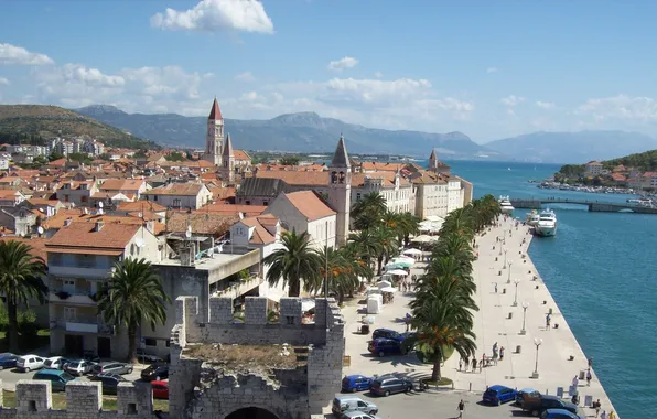 Picture sea, promenade, Croatia, old town, Adriatica, Trogir