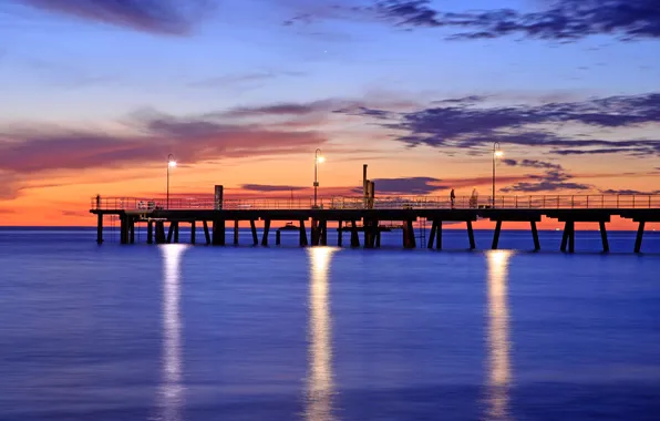 Sea, the sky, clouds, sunset, hdr, lights, pierce