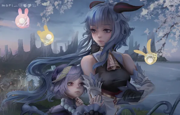 Picture girl, children, fantasy, Genshin Impact, Ganyu, Qiqi