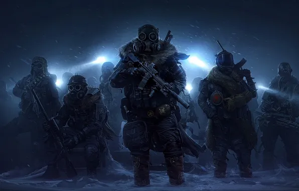 Picture soldier, weapon, snow, artwork, assault rifle, sniper rifle, video games, rifles