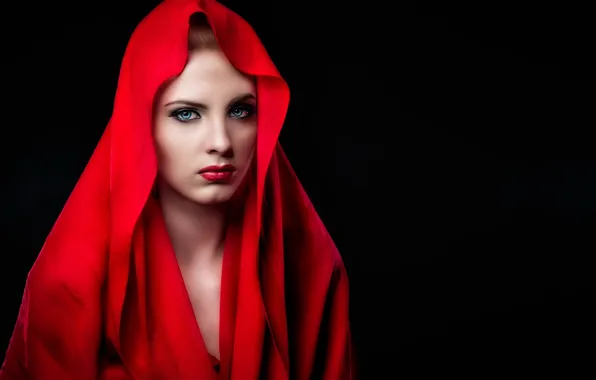 Picture red, girl, Model, Christina, hood