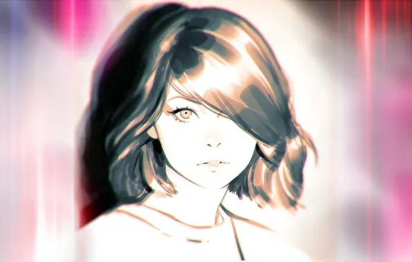 Picture face, haircut, bangs, portrait of a girl, Ilya Kuvshinov