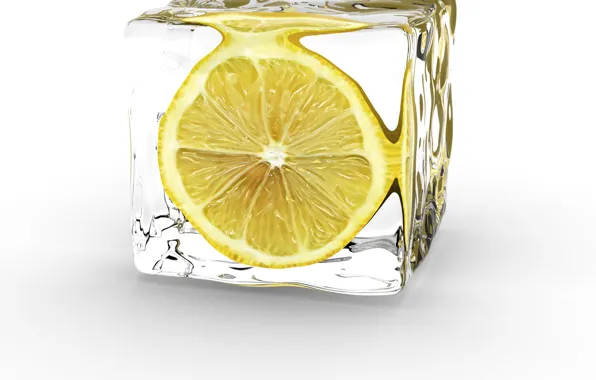 Ice, yellow, lemon, half
