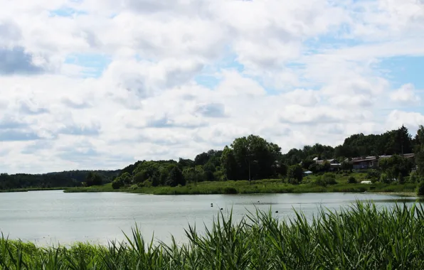 The sky, water, clouds, lake