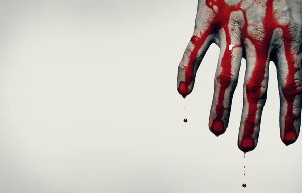 Blood, hand, Situation, grey background